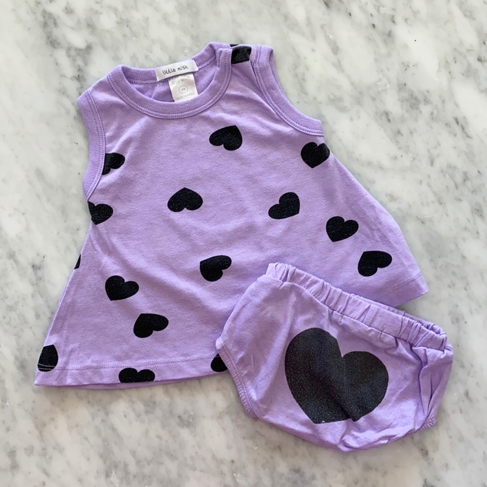 Little Mish Purple Heart Top Dress with Hearts